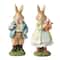 Glitzhome® 9.75" Easter Resin Bunny Couple with Coffee and Tulips Table Decor